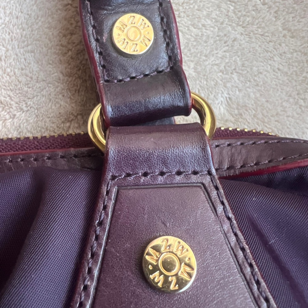 MZ Wallace Jane Satchel Bag Eggplant Plum Purple Nylon Leather Trim Designer‎ - Picture 3 of 16